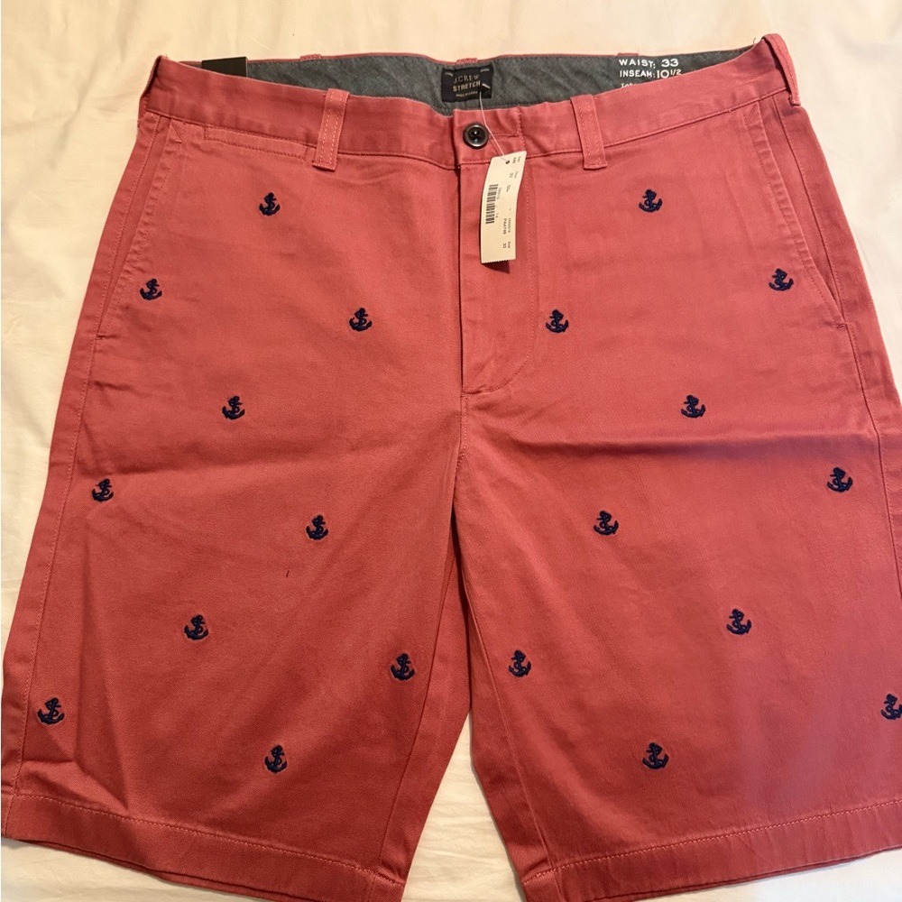 J Crew Nautica Men's Red Anchor Embroidered Shorts NWT